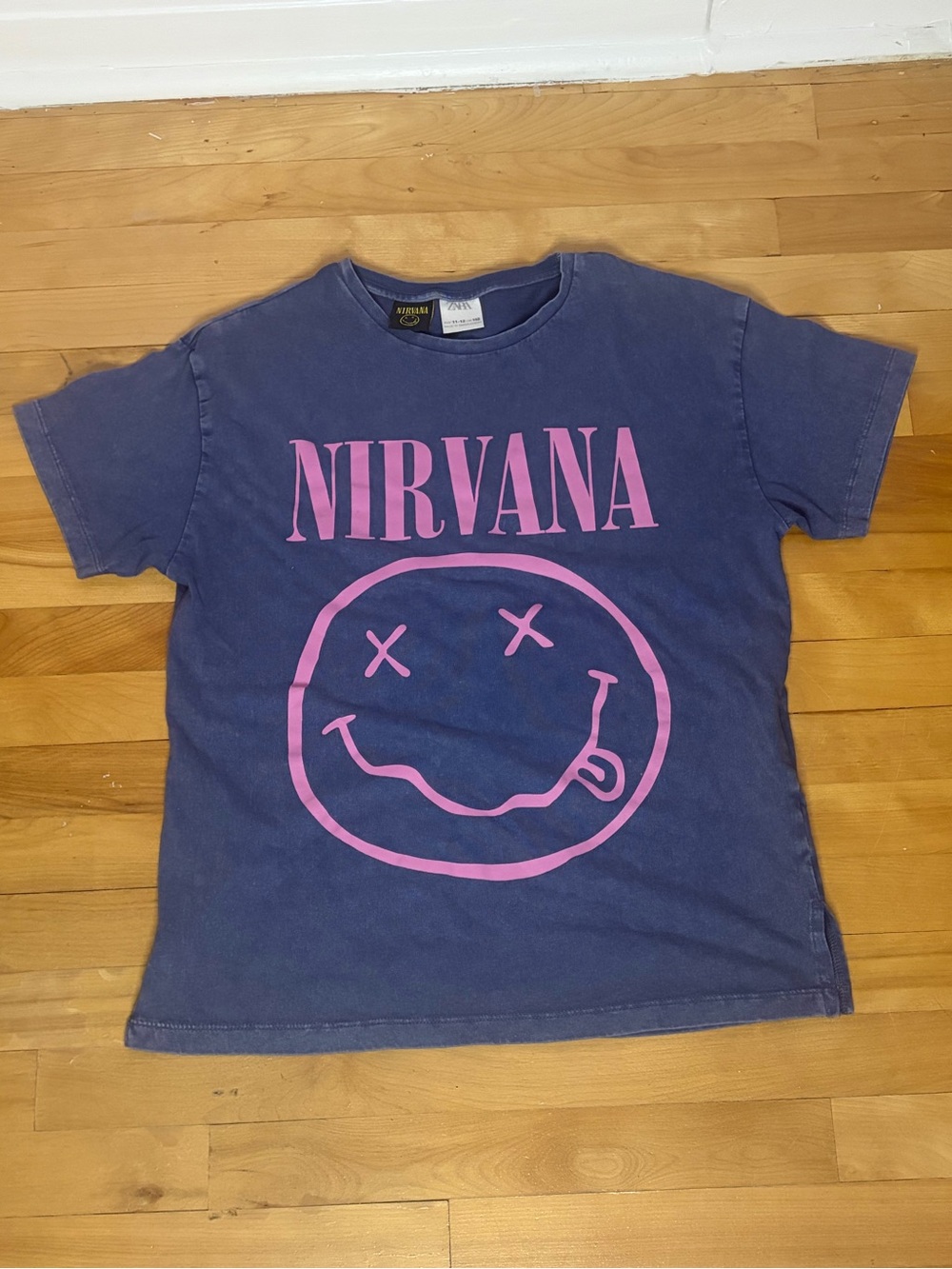 Zara kids Nirvana Navy T-Shirt with Pink Logo